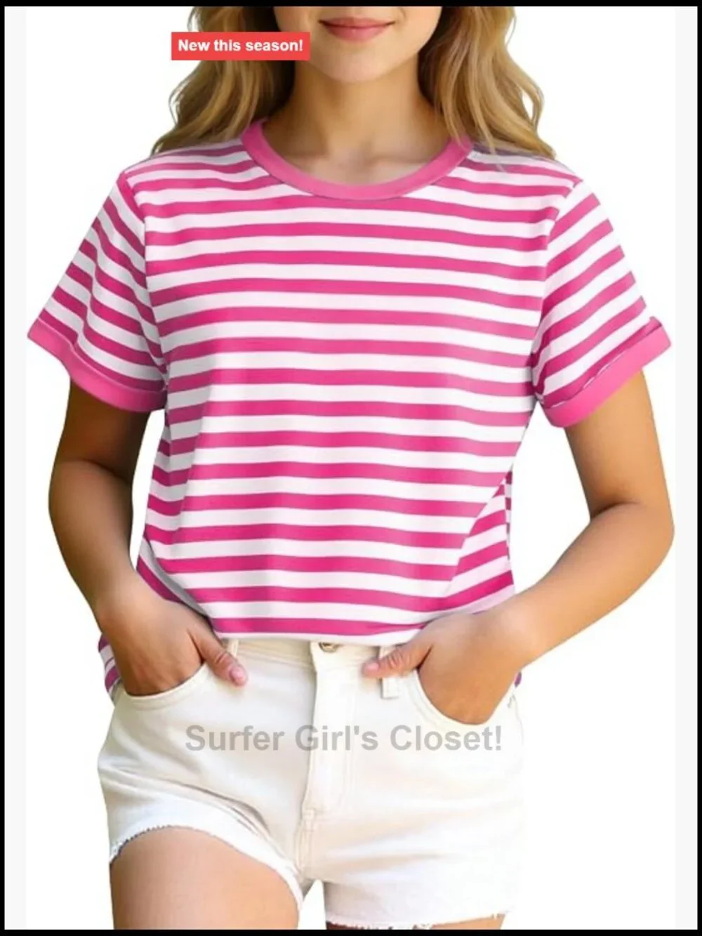 Girls Striped Short Sleeve Crewneck T-Shirt Cotton Tee